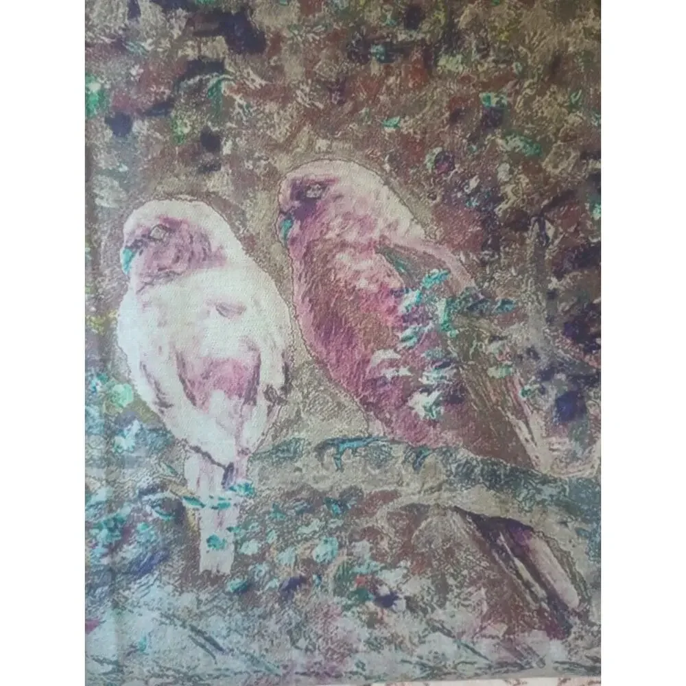 Womens Artsy Bird Scarf Shawl Viscose Cashmere Colorful Whimsical Boho Cozy
